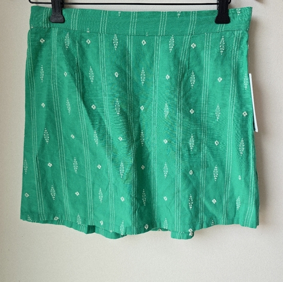 HURLEY Set Crop Top Blouse Puff Sleeve Mini Skirt Cotton Green Size L - Picture 8 of 11